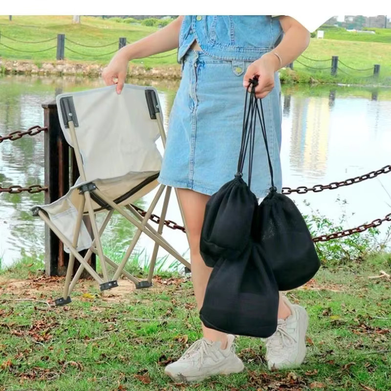 ZHUANGYUN Tragbare Mesh-Aufbewahrungstasche für Camping-Kochgeschirr und Picknick-Zubehör, Schwarz - Bild 5