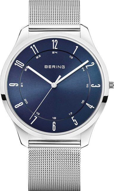Bering Herrenuhr, Quarz, Edelstahl, Blau, 40 mm, 3 ATM - Bild 1