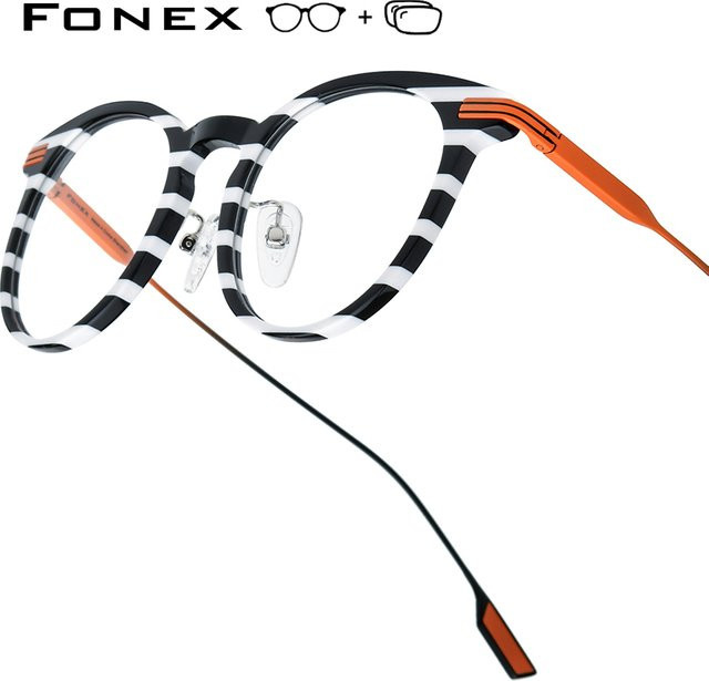 FONEX Korrektionsbrille, Vollrand, Rund, Acetat, Titan, Unisex - Bild 1