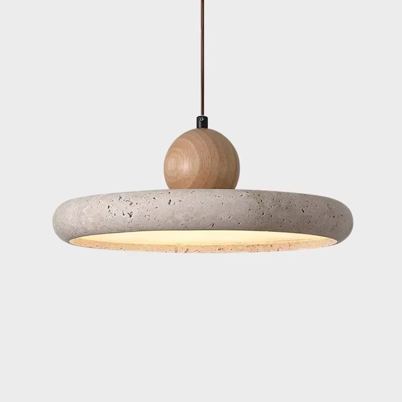 TAONUANSHU LED Naturstein Anhängerleuchte Travertin in Beige für Esszimmer und Wohnzimmer - Bild 2