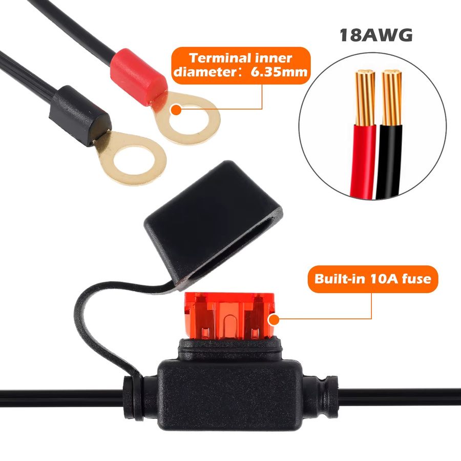 everso SAE zu Ring Terminal Verlängerungskabel für Motorrad Batterie und Ladegerät, Schwarz - Bild 3
