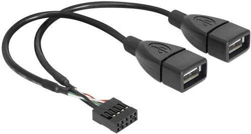 Delock USB 2.0 Kabel mit 8-poligem Pfostenstecker und USB-A Buchse, Schwarz, 0,20 m - Bild 1