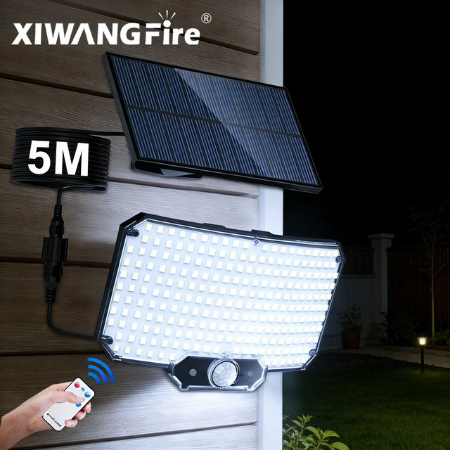 XIWANGFIRE LED Solarleuchten mit Bewegungssensor, IP65 wasserdichte Außenbeleuchtung für Garten und Wand, superhelle Flutlichter mit 3 Betriebsmodi - Bild 1