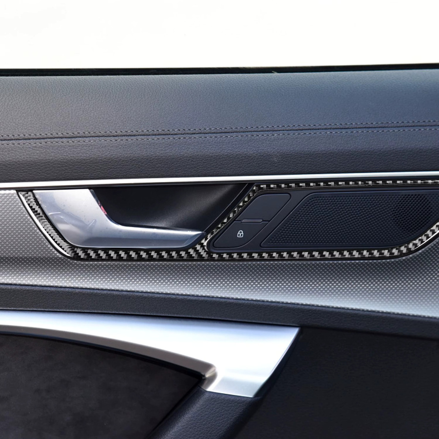 Carbon-Faser Innentürgriff Schalterabdeckung für Audi A6 A7 C8 2019-2024 in Schwarz - Bild 3