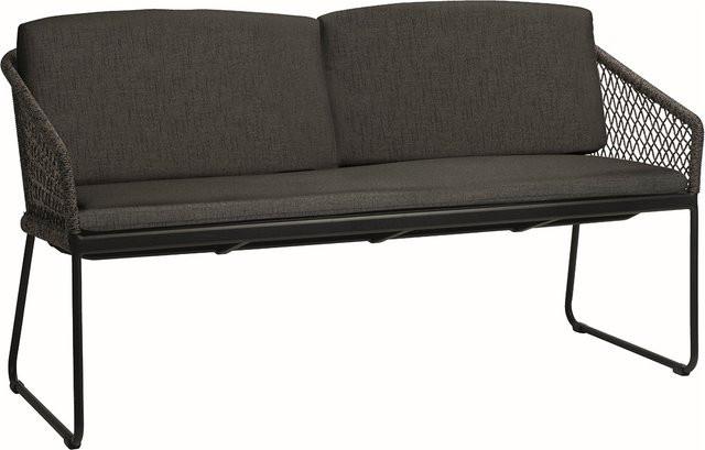 Stern Kufenbank Odea 2-Sitzer aus Aluminium in Schwarz Matt mit Kissen in Seidenschwarz - Bild 1