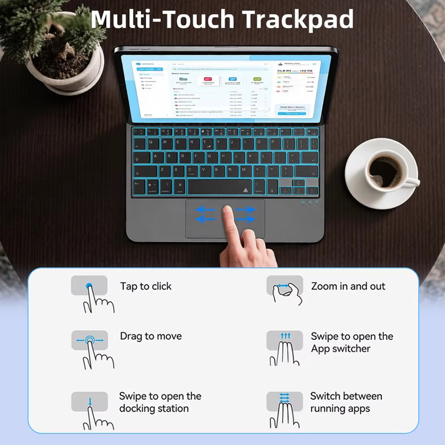 Apple Magic Keyboard Magnetische Hülle für iPad Pro 11 und 12.9 sowie iPad Air 4 und 5, iPad 10. und 11. Generation, Farbe: Schwarz - Bild 3