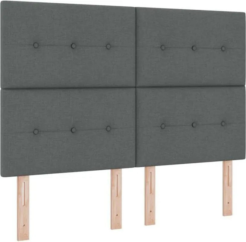 vidaXL Boxspringbett mit Matratze in Anthrazit und Grau aus Stoff, B/T/H: 160 x 200 x 88 cm - Bild 1