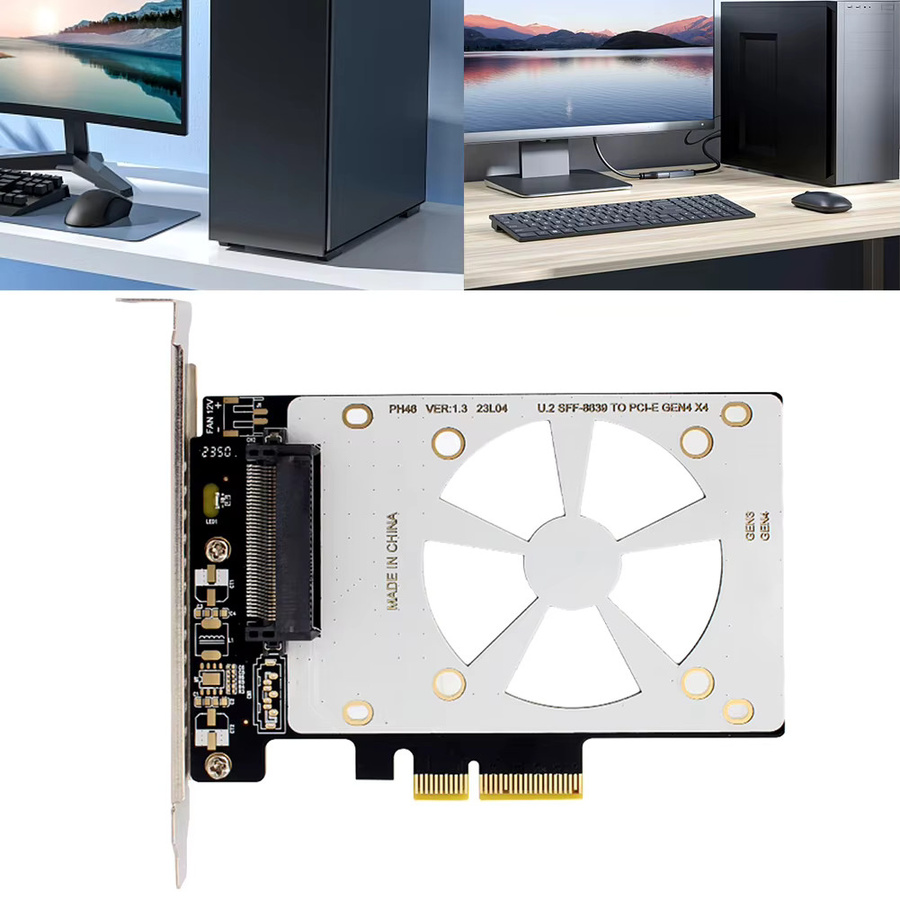 ALLOYSEED U.2 SFF-8639 zu PCI-EX4 Erweiterungskarte für U.2 NVMe SSD, PCI-E Gen3 Riser-Adapterkarte, Silber - Bild 2