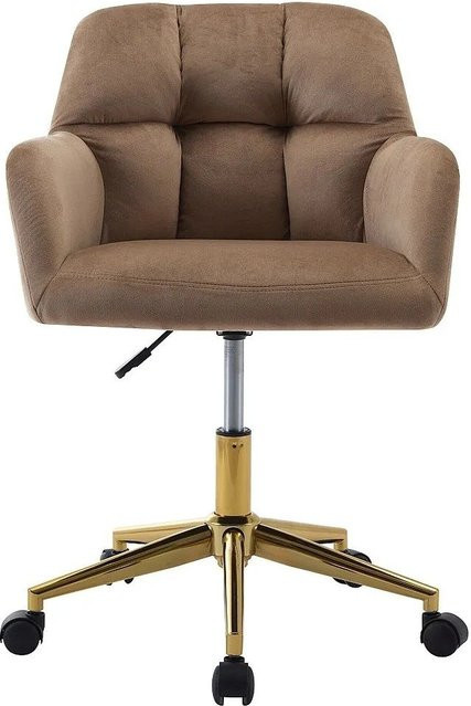 Vente-unique Bürostuhl Pega ohne Armlehnen in Beige mit Samtbezug und Gold-Details für dein Home-Office - Bild 1