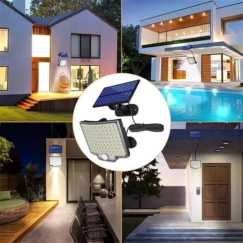 LONGRIVER Solarlampe mit 106 LED und Bewegungsmelder, wasserdichte LED Wandleuchte für Garten und Garage in Schwarz und Weiß - Bild 6