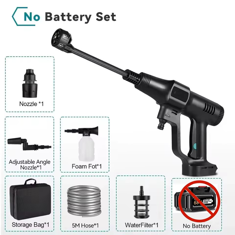 Makita Akku-Hochdruckreiniger mit 3500W und 200 Bar, tragbarer Hochdruckreiniger für Auto und Garten mit 6-in-1 Düse und 3 Druckstufen, Schwarz - Bild 8