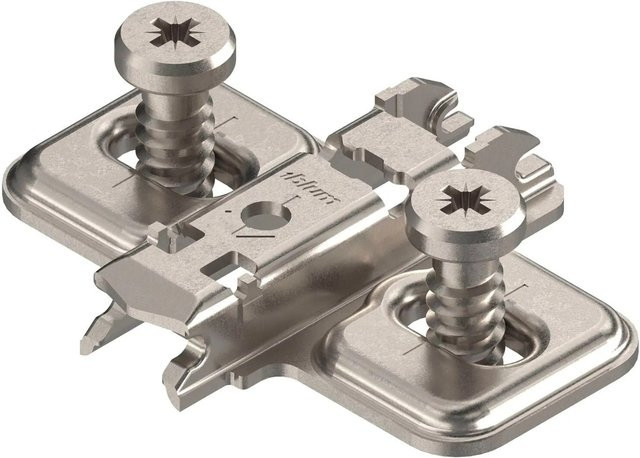 Blum Kreuzmontageplatte Clip Langloch aus Stahl in Nickeloptik Silber mit Distanz 0 mm - Bild 1