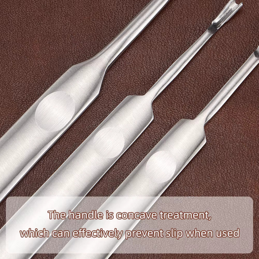 QJH Premium Schlitzwerkzeug-Set aus Edelstahl und Leder in Silber mit Groover, V- und U-förmigen Werkzeugen sowie Kantenschälmesser für DIY-Stanzarbeiten - Bild 3