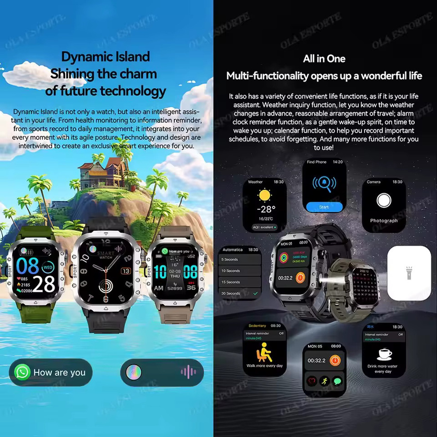 Ola Esporte Smartwatch, GPS, Herzfrequenz, Schwarz, Silikon, Herren - Bild 2