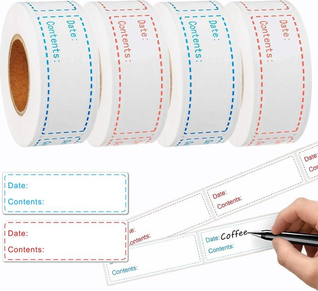 TMZ Behälteretiketten Datumsmarkierungsaufkleber wasserdicht 125 Blatt pro Rolle in Blau und Weiß - Bild 1