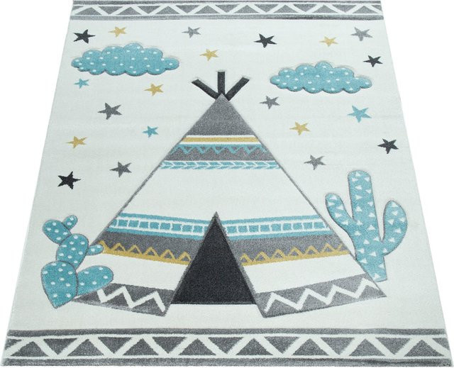 Kinderteppich Elara in Beige mit abstraktem Hoch-Tief-Effekt, B: 140 cm, L: 200 cm - Bild 1