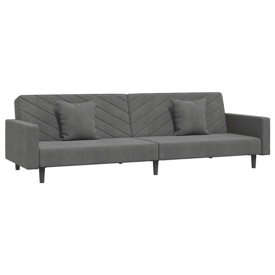 vidaXL Schlafsofa 2-Sitzer Click-Clack mit 2 Kissen, Dunkelgrau Samt, B/T/H: 100 x 200 cm - Bild 2