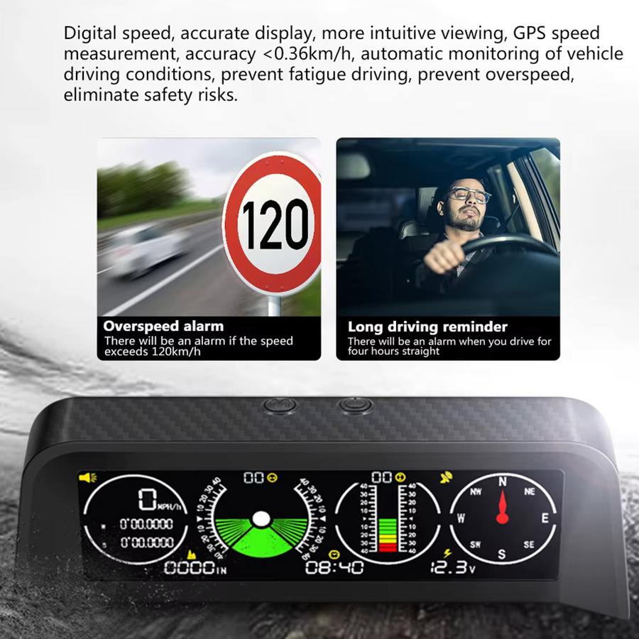 MAIMEIMI X90 Auto-GPS-System mit digitalem Tachometer, Neigungsmesser und Autokompass in Schwarz - Bild 4