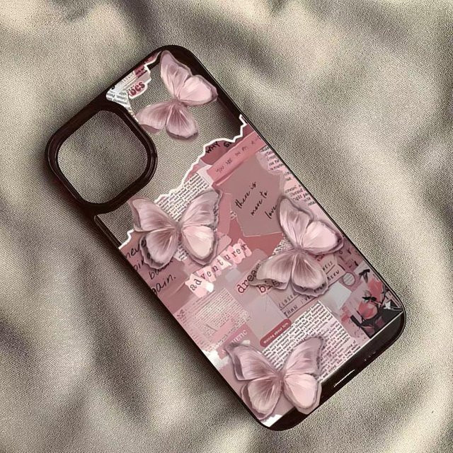 NIS Retro Schmetterling Handyhülle in Rosa für Samsung Galaxy S25 S24 Ultra A55 A56 A06 A16 A54 A35 A15 A34 5G S23 S22 FE - Bild 1