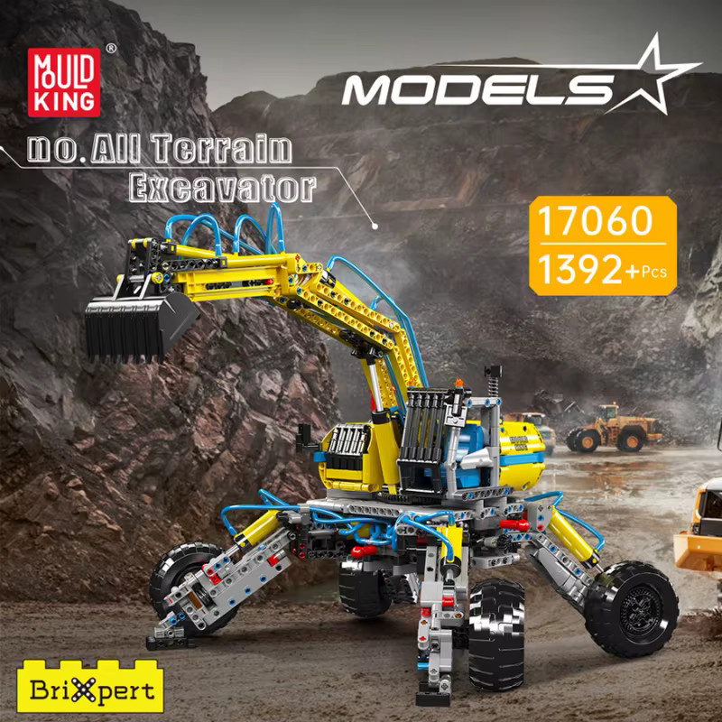 MOLD KING 17060 Technischer pneumatischer All-Terrain-Bagger-LKW, Baustein - Bild 2