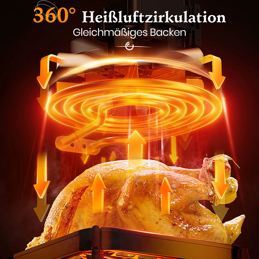 Sinaopus Heißluftfritteuse mit Sichtfenster und LED-Touch-Steuerung, Ölfreier Multifunktions-Kocher in Schwarz, 8,5 l - Bild 5