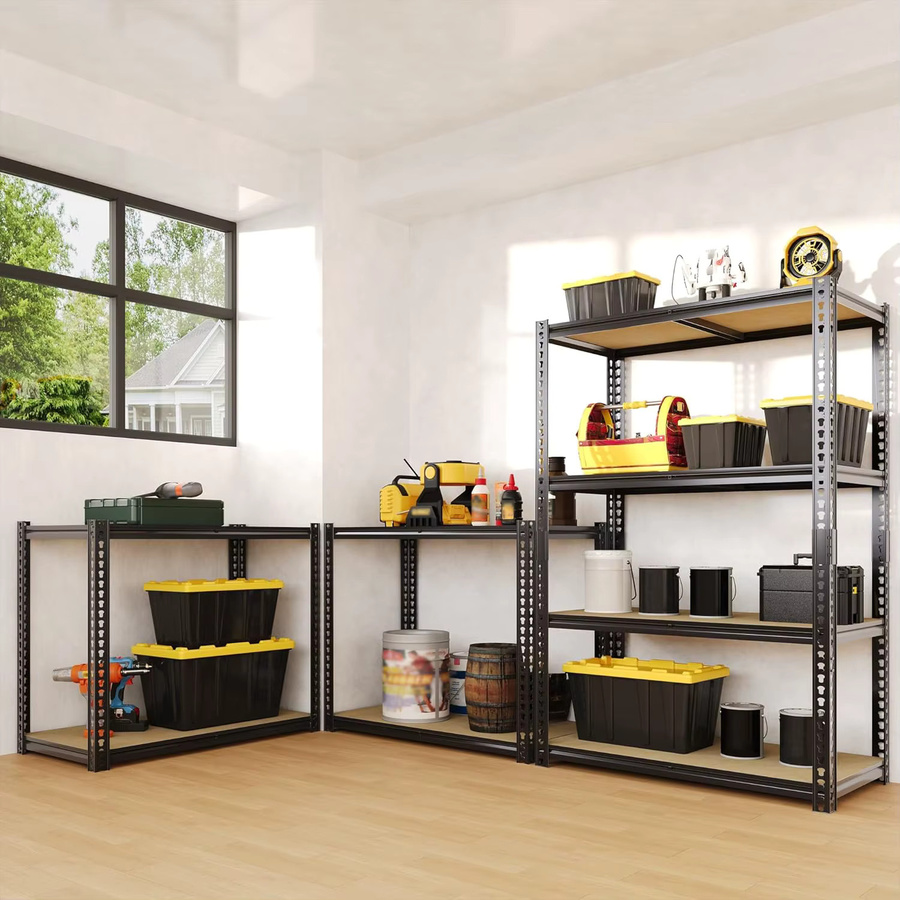 HiMISS 4-stöckiges Metallregal in Schwarz, verstellbare Garagenregale für Keller, Lager, Speisekammer und Küche - Bild 3
