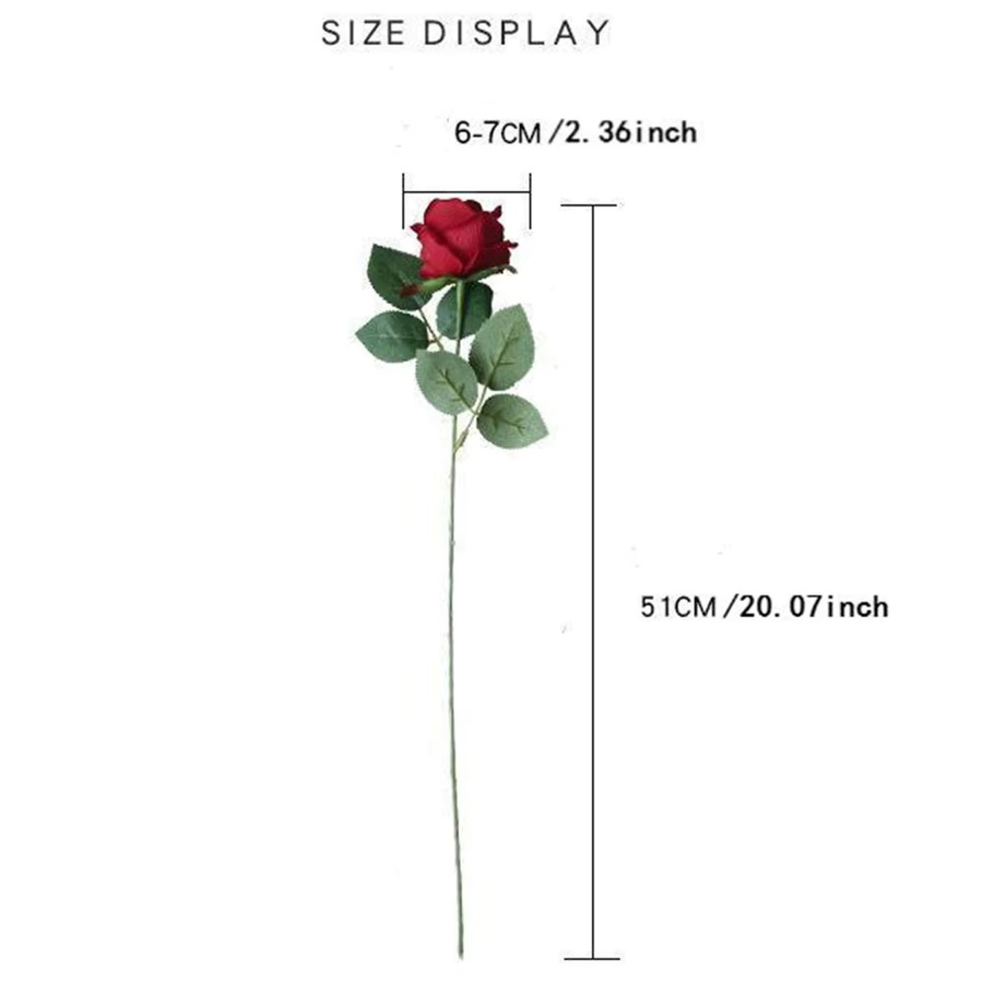Uflower Künstliche Seidenrosen als langer Zweig für deine Hochzeits- und Heimdekoration in Rot oder Lila - Bild 1