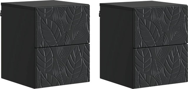 vidaXL Wandmontierter Nachttisch 2er Set Schwarz Modern B/T/H: 34,5 x 33 x 40 cm - Bild 1