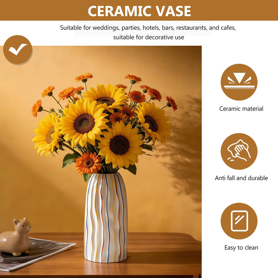 Hypmark Keramikvase mit bunten Streifen in minimalistischem Design für deine Dekoration - Bild 2