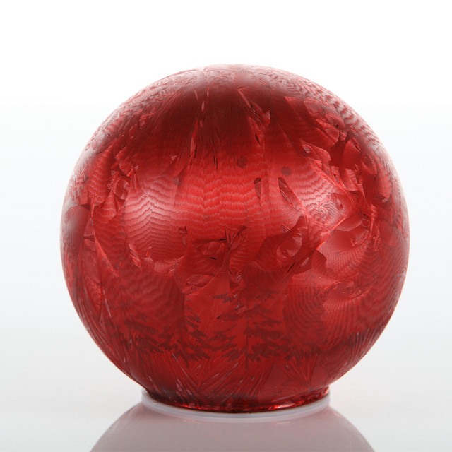 LED-Glaskugel Frio Flower Power aus Echtglas in Rot und Silber, Durchmesser: 15,0 cm - Bild 1