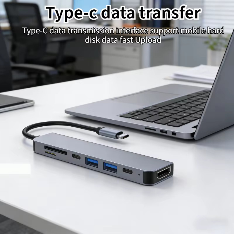 DIXSG USB-C Dockingstation Adapter mit USB-A, TF, SD und PD Anschluss für MacBook, iPad Pro und Samsung Dex - Bild 2
