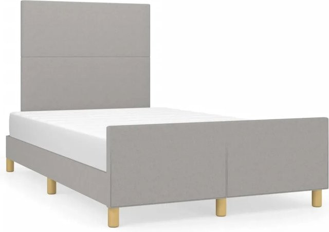 vidaXL Bettgestell mit Kopfteil in Hellgrau aus Stoff und Holz B/T/H: 120 x 200 x 126 cm - Bild 1