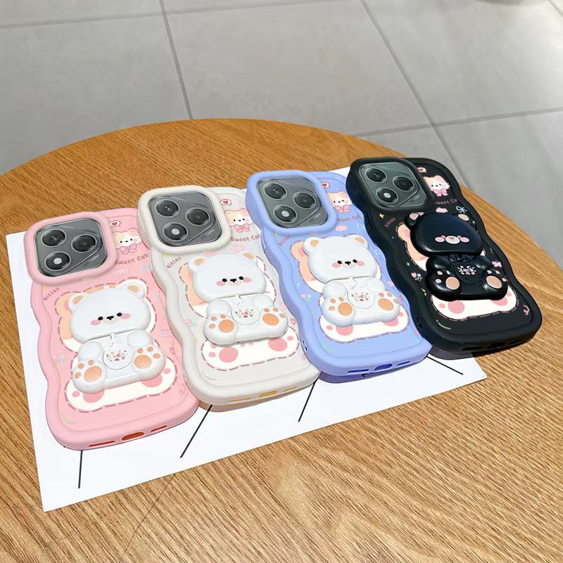 Silikon Handyhülle mit Wellen-Design und Katzenmotiv für Honor 200 Lite, 70 Lite, 400, 60 Plus, 50 Plus, Magic 6 Lite und X50GT in Weiß - Bild 2