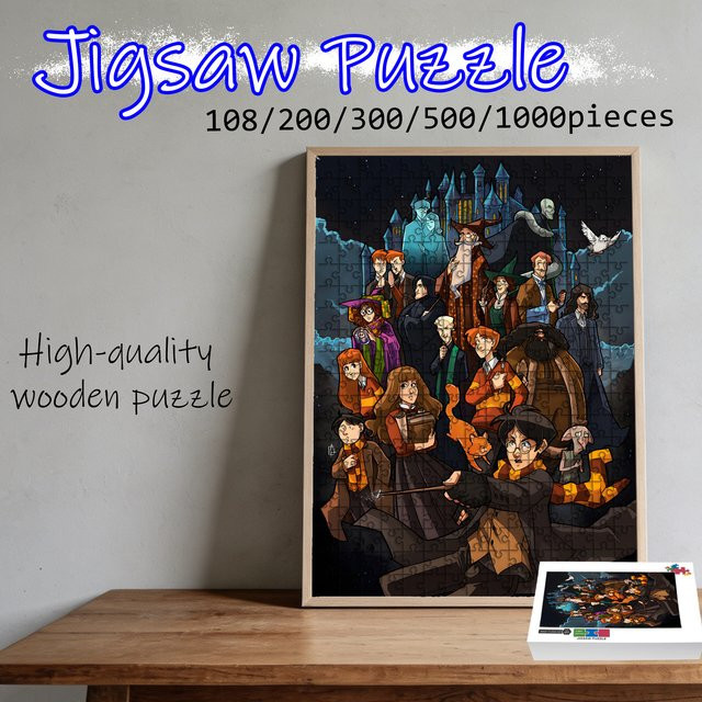 Warner Bros. Harry Potter Hogsmeade Dorf Winterszene, Holz-Puzzle, 108 Teile - Bild 1