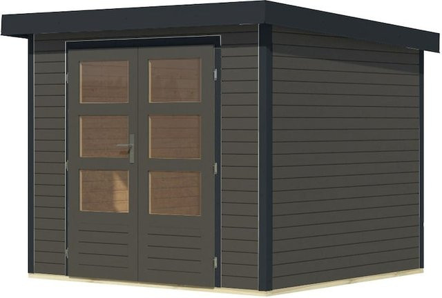 Karibu Gartenhaus Hollywood aus Holz und Metall mit Anbaudach - Bild 1