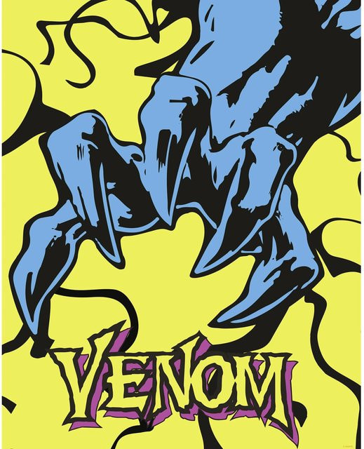 Komar Wandbild Marvel Venom Colourful Claw in Blau und Multicolour, B: 40 cm, H: 50 cm - Bild 1