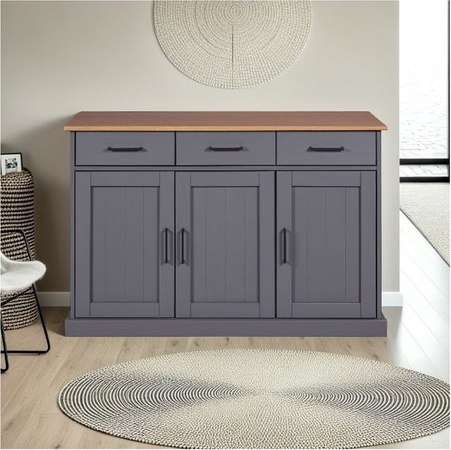 Inter Link Sideboard Forenzo aus Kiefer Massivholz in Grau, Landhausstil, B/H/L: 131 x 45 x 86 cm