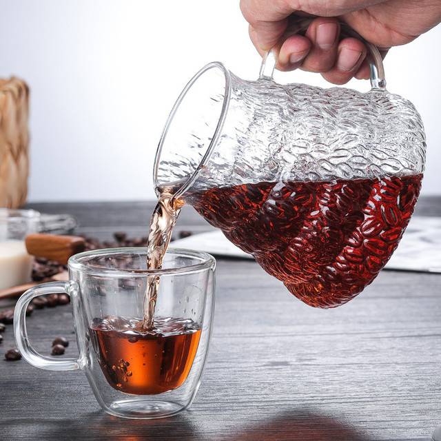 HAVMORE Kaffeekanne aus Glas in Wolkenform, transparent, hitzebeständig, 600 ml - Bild 1
