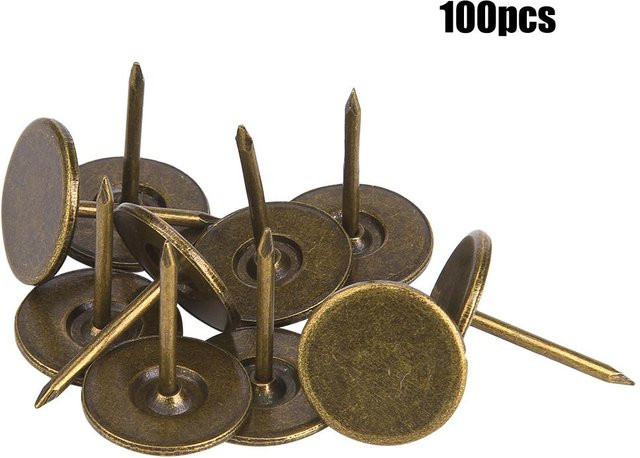 100 Stück Polsternägel KaiSai Flachkopf aus Eisen in Cyan Bronze für Sofa und Möbelzubehör, Durchmesser: 1,6 cm, Länge: 2 cm - Bild 1