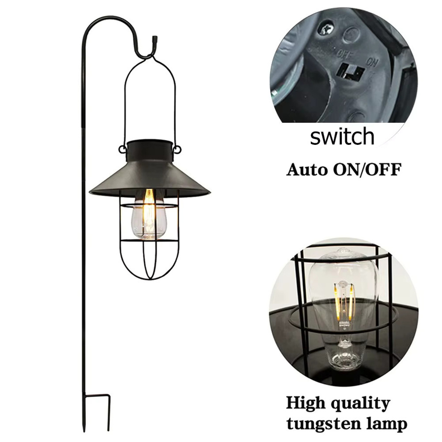 FREEPOWER Solar Laterne im Vintage-Stil aus Metall, wasserdichte Hängelampe mit warmweißem Licht für Garten, Terrasse und Party-Dekoration - Bild 5