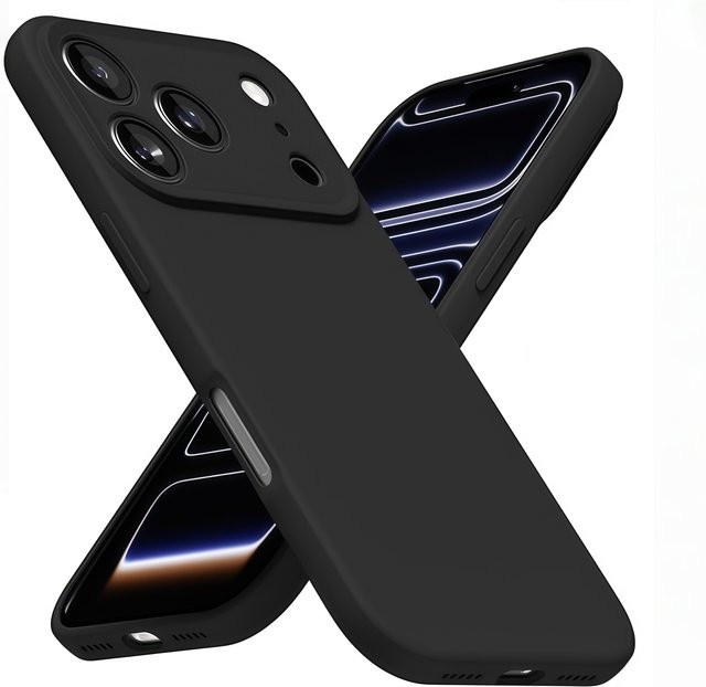 Minimalistische Flüssigsilikon Handyhülle für Apple iPhone 17 Pro Max, iPhone 17 Pro, iPhone 17 und iPhone Air in Schwarz und Lila - Bild 1