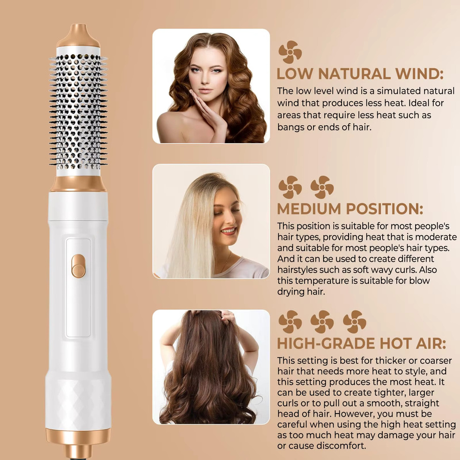 UKLISS Heißluftbürste 6 in 1 Air Styler mit Lockenstab und Glättbürste - Bild 3