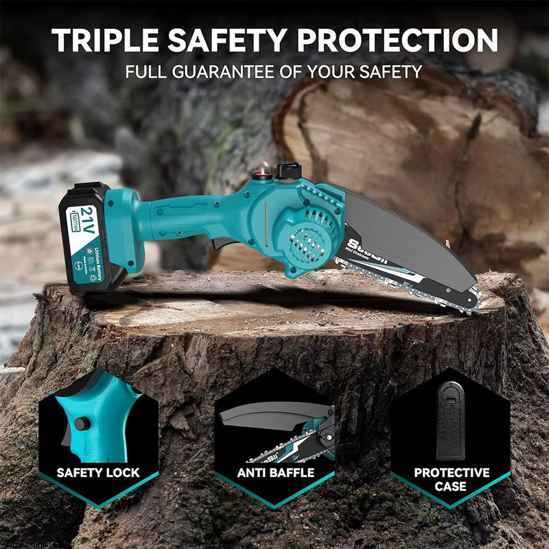 Seesii Mini-Kettensäge kabellos in Türkis, 15,2 cm Astsäge für Makita 18 V Akku LXT zur Holzbearbeitung im Garten - Bild 4