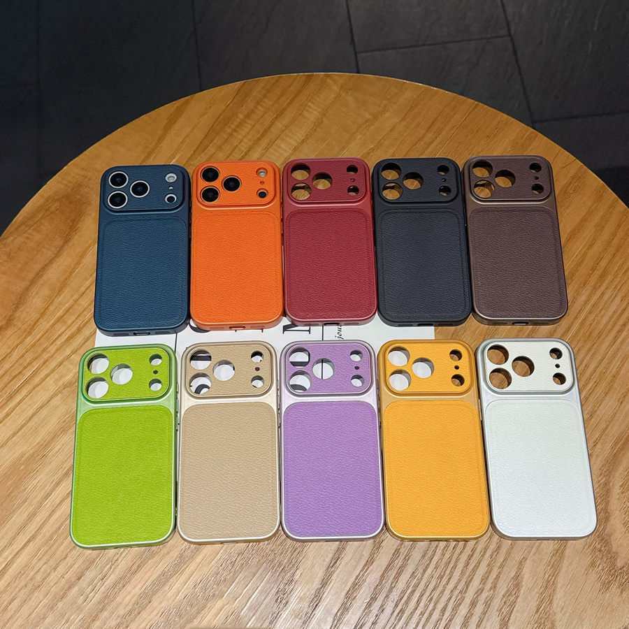 Stoßfeste Handyhülle aus Lychee-Leder für Apple iPhone 17 Air 16 15 14 13 Pro Max in Grün - Bild 3