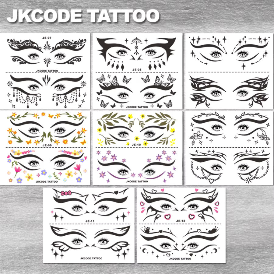 JKCODE TATTOO Lidschatten-Tattoo-Aufkleber, Unisex, 16 Arten - Bild 3