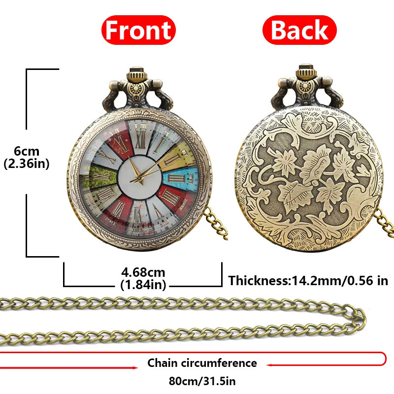 Wecin Gedenktaschenuhr, Quarz, Bronze, Unisex - Bild 4