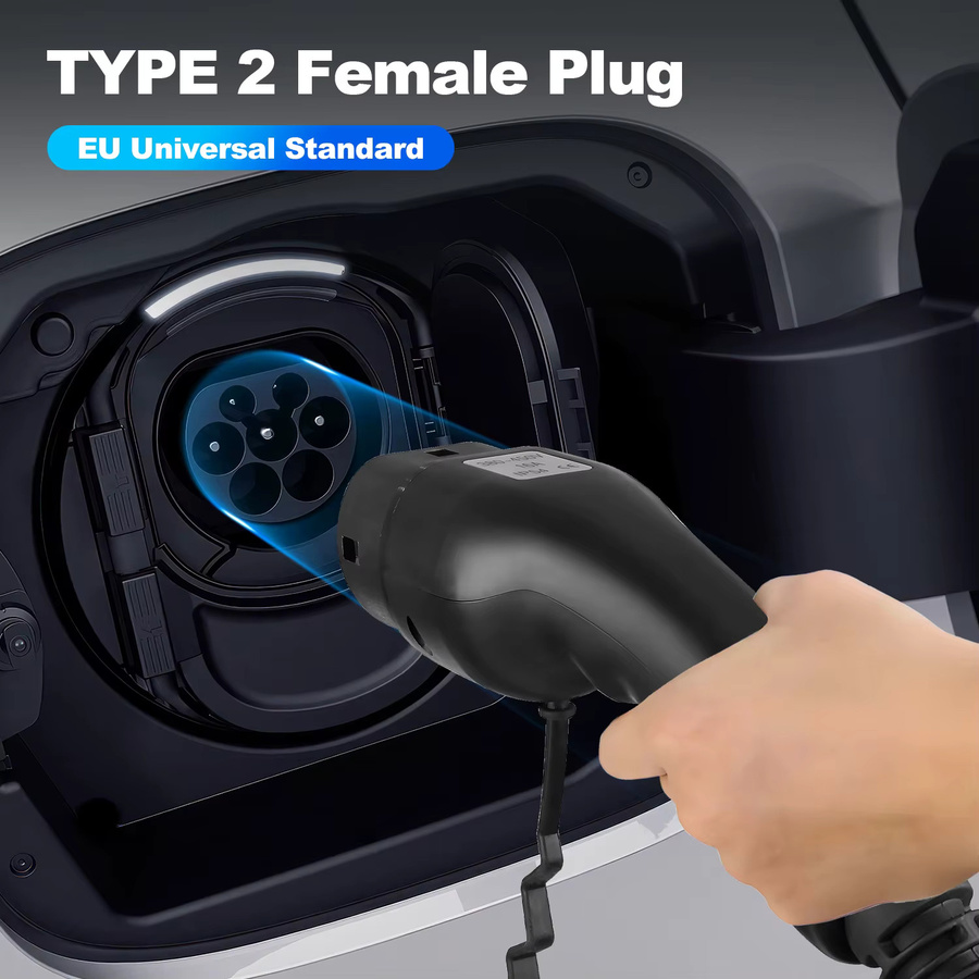 Kolanky Typ 2 EV-Stecker mit 1P/3P Typ 2 Buchse in Schwarz als Ersatz Ladepistolen-Anschluss für EU-Elektrofahrzeuge - Bild 4