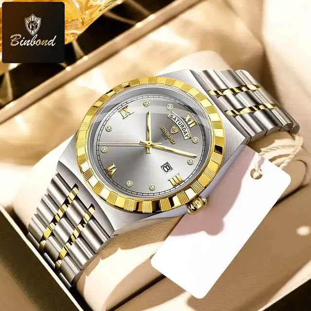BINBOND Armbanduhr Quarz, Edelstahl, Silber, Herren - Bild 1