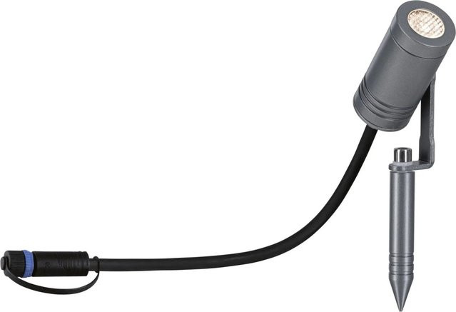 Paulmann Plug & Shine Radix LED-Gartenstrahler mit Erdspieß, IP65, 6 W, Warmweiß, Grau - Bild 1