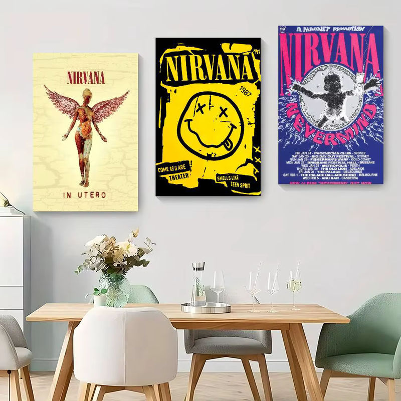 Selbstklebendes Kunstposter Nirvana Album Wandkunst aus weißem Kraftpapier, B/H: 15 x 15 cm - Bild 2